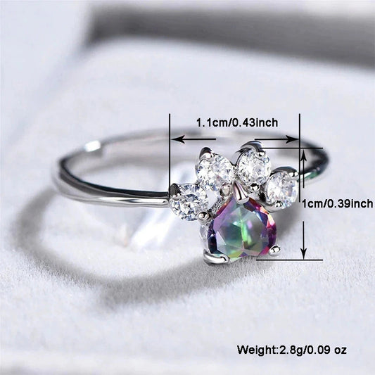 Alloy Love Cat's Paw Ring European And American Engagement Ring