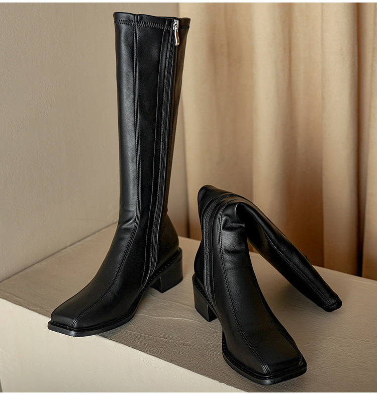 Women New Boots But Knee Side Zipper – view 2