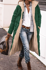 Solid Color Hooded Long Coat Winter Long Sleeve Double-sided Wear Slim Elegant Cardigan Puffer Jacket Top Women's Clothing