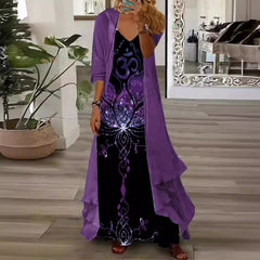 European And American Vacation Spaghetti Straps Long Skirt Indian Style Large Swing Skirt Two-piece Set