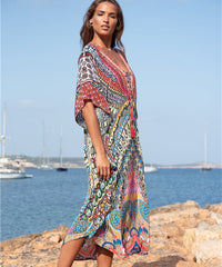 Ethnic Print Beach Skirt Blouse