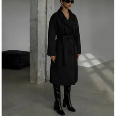 Temperament Long Cotton Jacket With Belt