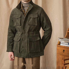 Autumn And Winter Corduroy Safari Jacket Jacket Windproof Stand Collar Casual