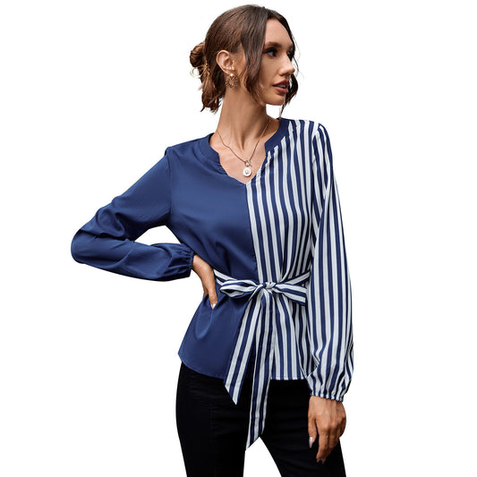 V-neck Temperament Temperament Splicing Shirt