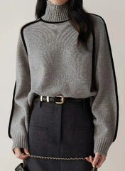 Autumn And Winter Half Turtleneck Three-dimensional Casual Loose Pullover Knitted Sweater Fashion Knit Top Outerwear
