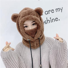 Three-Piece Warm Bear Scarf And Gloves