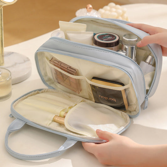 Portable Cosmetic Bag With Handle Large Capacity Waterproof Make-up Toiletries Handbag