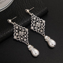 European And American New Luxury Rhinestone Alloy Hollow Jeweled Stud Earrings