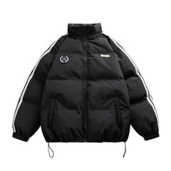 Thick Warm Striped Bread Coat Cotton Puffer Jacket