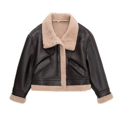 Lapel Fleece Jacket Fur Integrated Short Coat