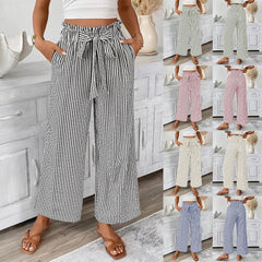 Women's Striped Elegant Straight-leg Pants