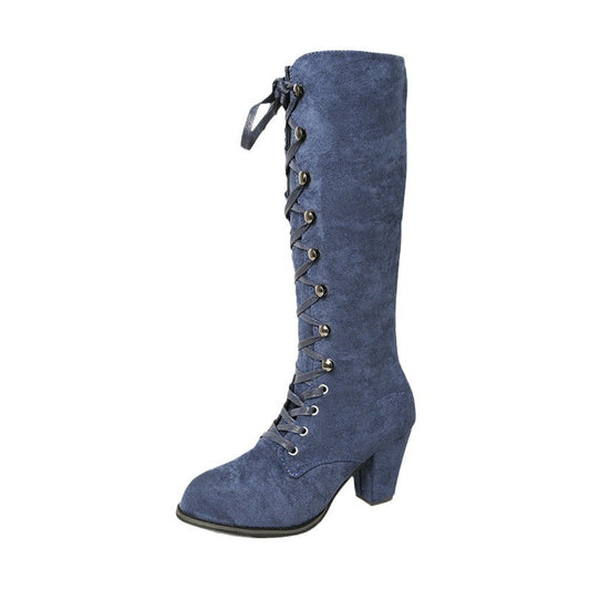 Plus Size Simple Lace Up Knight Boots Children's