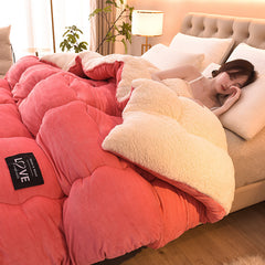 Thick Lambskin Winter Duvet Insert Double-sided Velvet Lambswool Warm Quilt