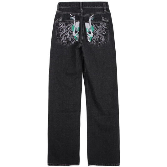 Women's High Waist Straight Wide Leg Printed Slim Jeans