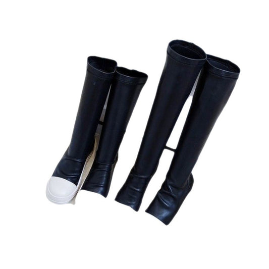 New Simple Thick Bottom Elastic Knee-length Zipper-back Boots