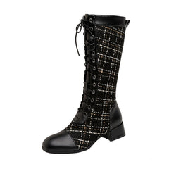 Spliced Lace-up Boots For Women