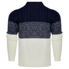 Men's Casual Color Block Long Sleeve Cable Knit Pullover Sweater