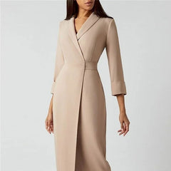 Elegant  Lapel Suit A- Line Dress Elegant Dress