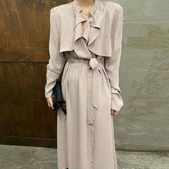 V-neck Ruffled Stitching Lace Waist Slim Long Sleeve Dress