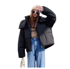 Puffy Hooded Bread Short Cotton-padded puffer Jacket For Women Thick Loose