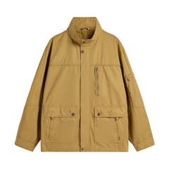 Men's Thin Casual Jacket With More Than American Workwear Bags Loose
