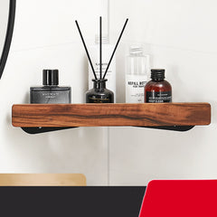 Raw Wood Bathroom Shelf Towel Rack Without Holes
