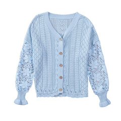 Women's Temperament Fashion V-neck Long-sleeved Lace Blouse