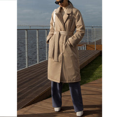 Temperament Long Cotton Jacket With Belt