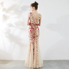 Women's New Banquet Temperament Elegant Evening Dress Fishtail Sequins