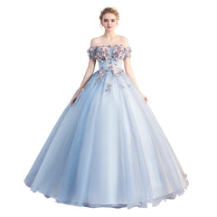 Ladies One-shoulder Long Colorful Gauze Puffy Evening Dress