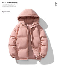 Men's Hoodie Coat Winter Fashion Solid ZIp-up Thickened Cotton-padded Puffer Jacket Casual Warm Outwear Top Clothing