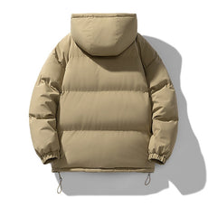 Men's Hoodie Coat Winter Fashion Solid ZIp-up Thickened Cotton-padded Puffer Jacket Casual Warm Outwear Top Clothing