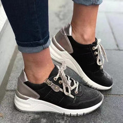 Lace-up Sneakers Women Cozy Tinck-soled Sports Shoes
