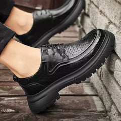 Men's Leather Shoes Summer Breathable Soft Bottom Business Casual