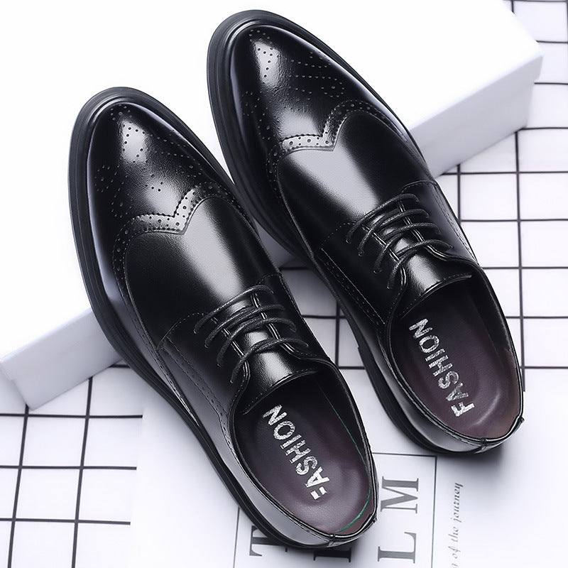 New Men's Brogue Leather Business Casual British Formal Leather Shoes