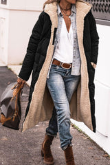 Solid Color Hooded Long Coat Winter Long Sleeve Double-sided Wear Slim Elegant Cardigan Puffer Jacket Top Women's Clothing