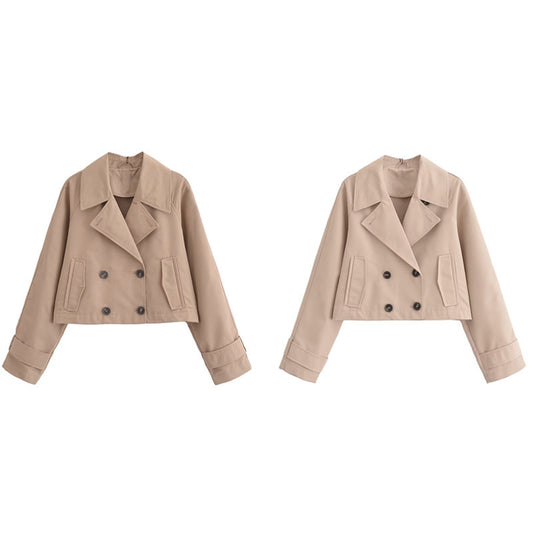 Women's Clothing French Trench Coat Long Sleeve Jacket Coat