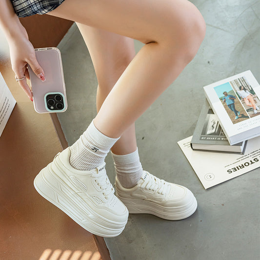 Leather Fashionable Platform Lace-up Casual Shoes