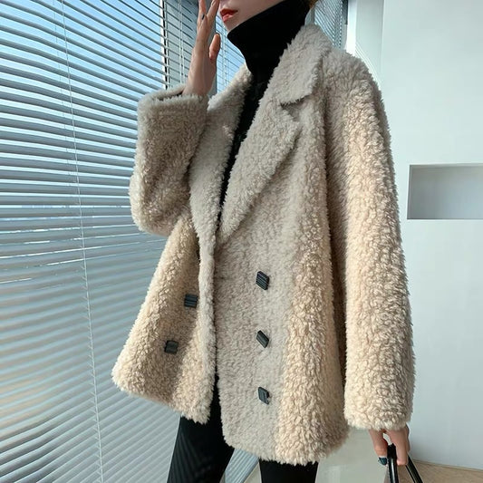 Sheep Shearing Mid Length Large Size Fur Coat