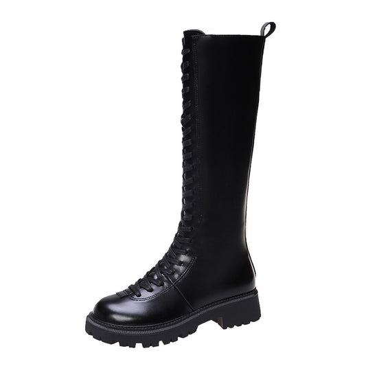 Retro Brown Boots Female Front Lace