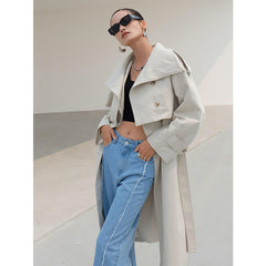 Korean Style Windbreaker Cardigan Loose Combination Two-piece Coat Women