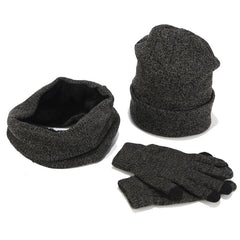 Variegated Knitted Woolen Thick Scarf Hat Gloves