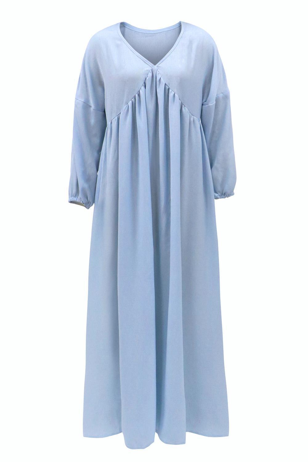 Women's Long Sleeve V-neck Shoulder Sleeve Loose Dress