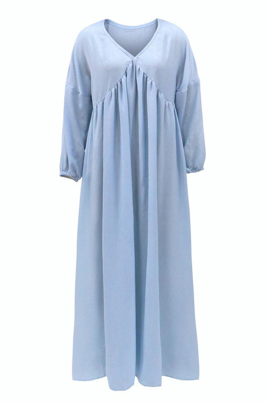 Women's Long Sleeve V-neck Shoulder Sleeve Loose Dress