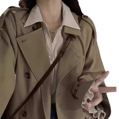 Spring And Autumn British Style Mid-length Early Autumn Trench Coat For Women
