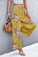 Printed Tie Casual Wide Leg Trousers