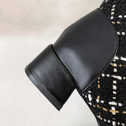 Spliced Lace-up Boots For Women
