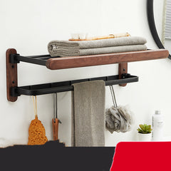 Raw Wood Bathroom Shelf Towel Rack Without Holes