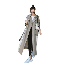 Stitching Contrast Drape Windbreaker British Style Fashion Over The Knee
