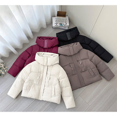 Short Down puffer Jacket Women's Hooded Warm Jacket